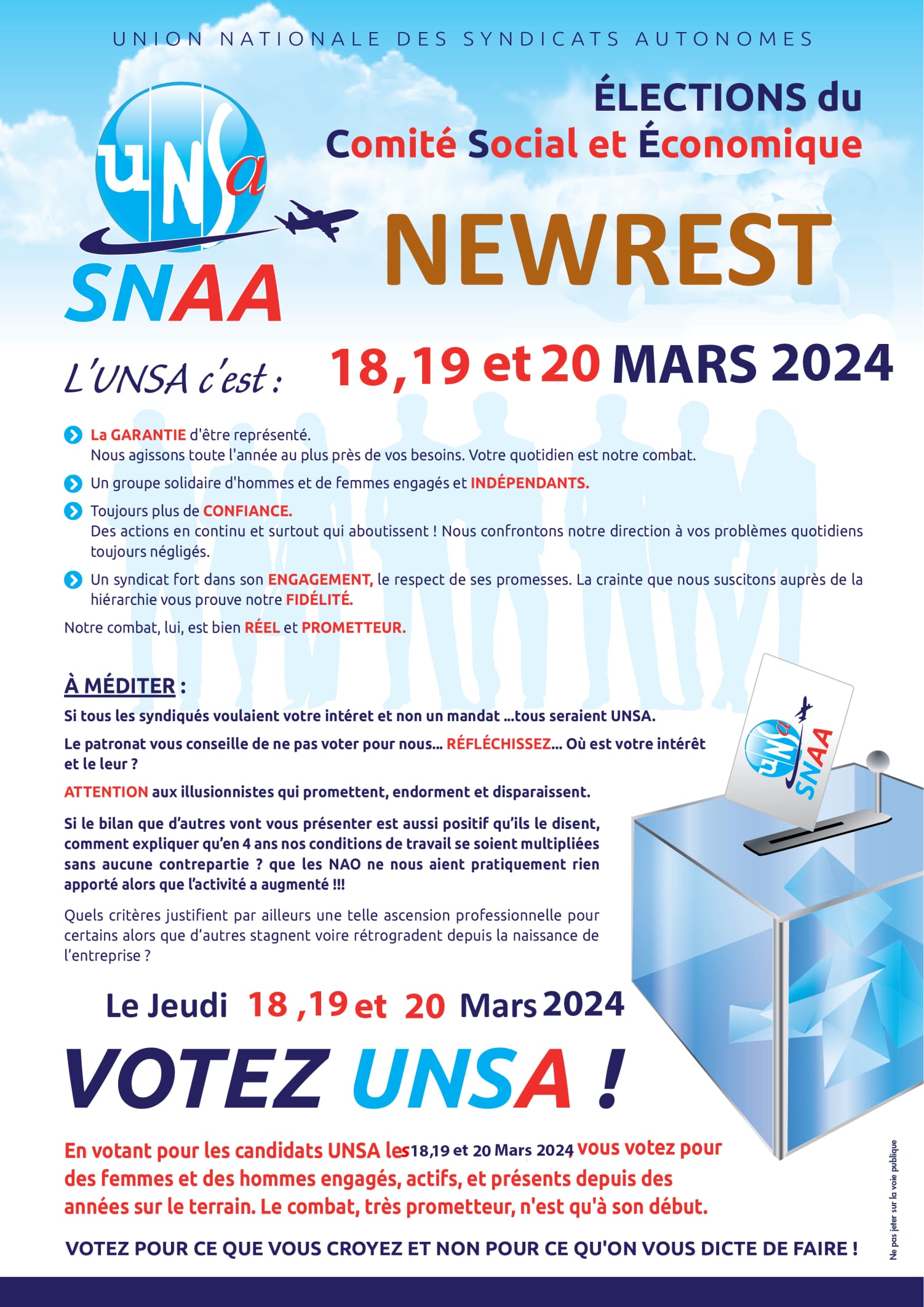 La profession de foi de SNAA-UNSA NEWREST